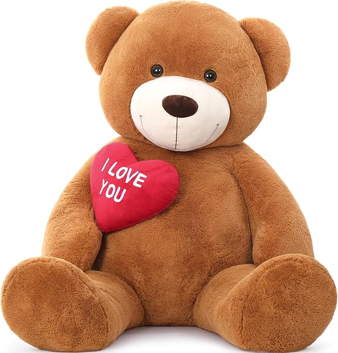 Red Heart Giant Teddy Bears, Big Teddy Bear Stuffed Animals with Embroidered I Love You for Girlfriend, Valentines Fluffy Teddy Bear Birthday Gifts 36 inches