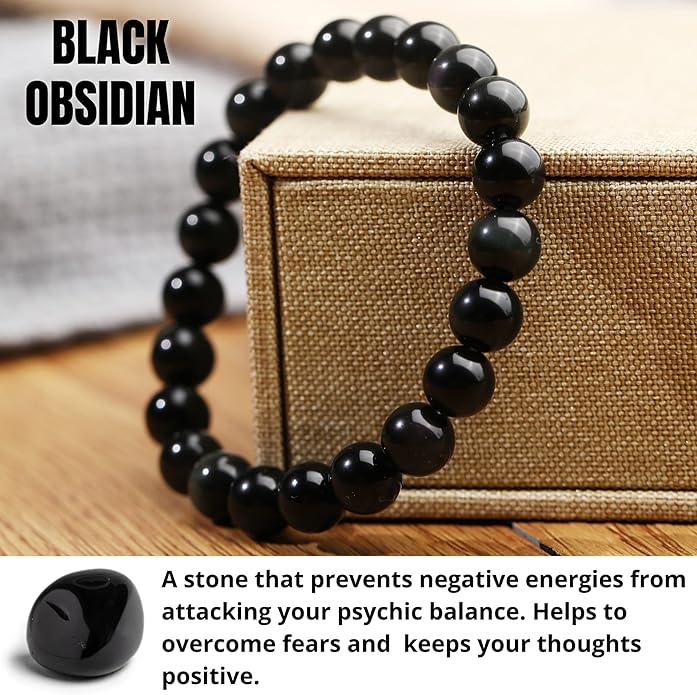 Crystal Vibe 8mm Beaded Bracelets For Women Men - Healing Crystal Bracelet - Adjustable Size
