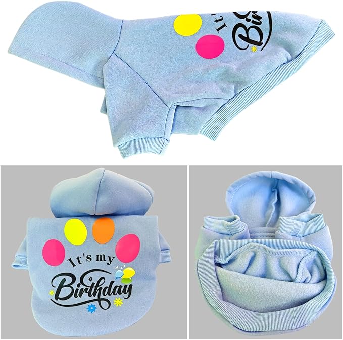 Jecikelon Winter Printed Dog Hoodies Sweatshirts Warm Clothes for Small Dogs Chihuahua Coat Puppy Clothing Cat Custume (Light Blue, Medium)