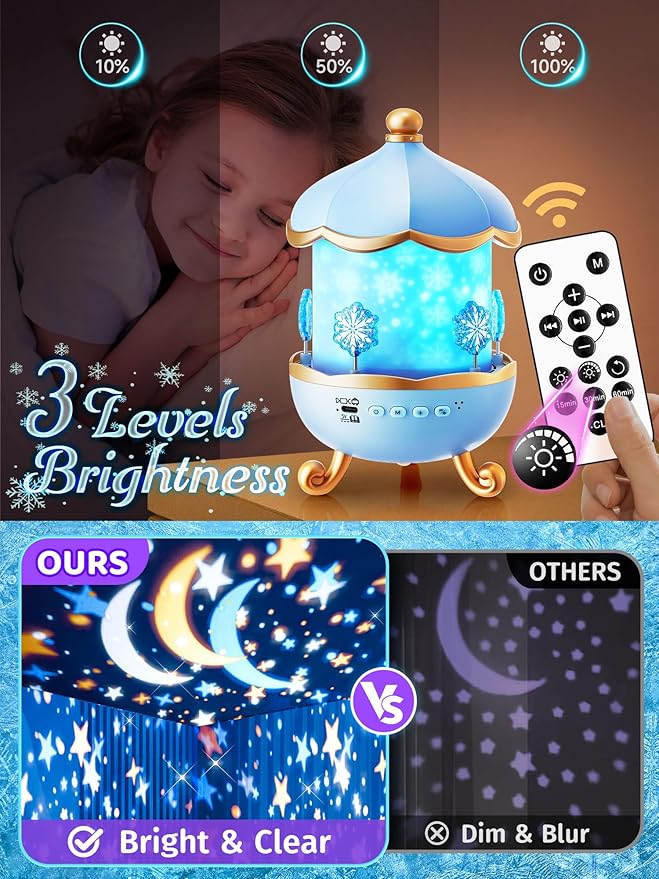 Frozen Toys, 15 Music+16 Films+315 Colors Night Light for Kids, 360ยฐ+Remote+Cordless Star Projector for Kids Night Light Projector, Princess Toys for Girls Room Decor, Christmas Gifts Frozen Gifts