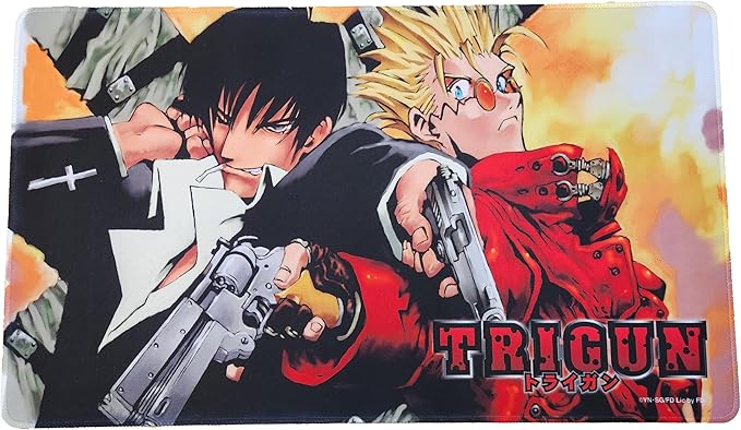 Trigun Wolfwood & VASH Playmat, Multi-Functional playmat Serves as Surface for Gaming Comfort and as a Protective Layer for Your Cards, Game Pieces and Table, Made from neoprenepolyester Fabric