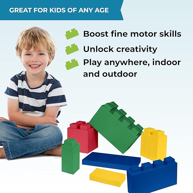 EverBlock 3" x 3" Single Life-Size Plastic Modular Bulk Pack | Giant Building Blocks | Easy to Connect & Reuse | Indoor & Outdoor Use | Build Displays & Structures | Light Gray