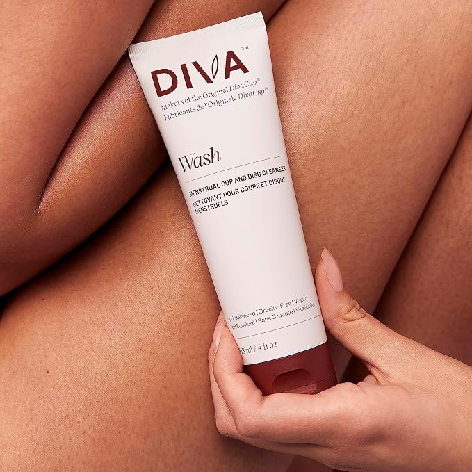 Diva Cup & Diva Wash Combo Pack - Medical Grade Silicone - for Period Care - Reusable Menstrual Cup - with Cleaner - Model 0 (for Slim Vaginal Canals & First-Time Users)