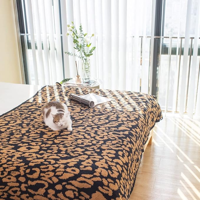MH MYLUNE HOME Ultra Soft Leopard Throw Blanket Plush, Brown, 50"x60" | Reversible Cheetah Print Blanket, Comfy Fluffy Fuzzy Plush Blanket Throws for Couch Bed, Cozy Blankets for Women Gift