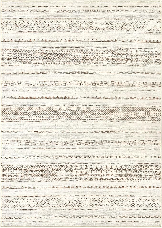 Nakagishi Boho 6x8 Area Rug Living Room Rugs Machine Washable Brown | Soft, Pet & Kid Friendly, Carpet for Living Room/Bedroom/Office/Kitchen/Nursery, Daily Home Decor Stain Resistant Moroccan