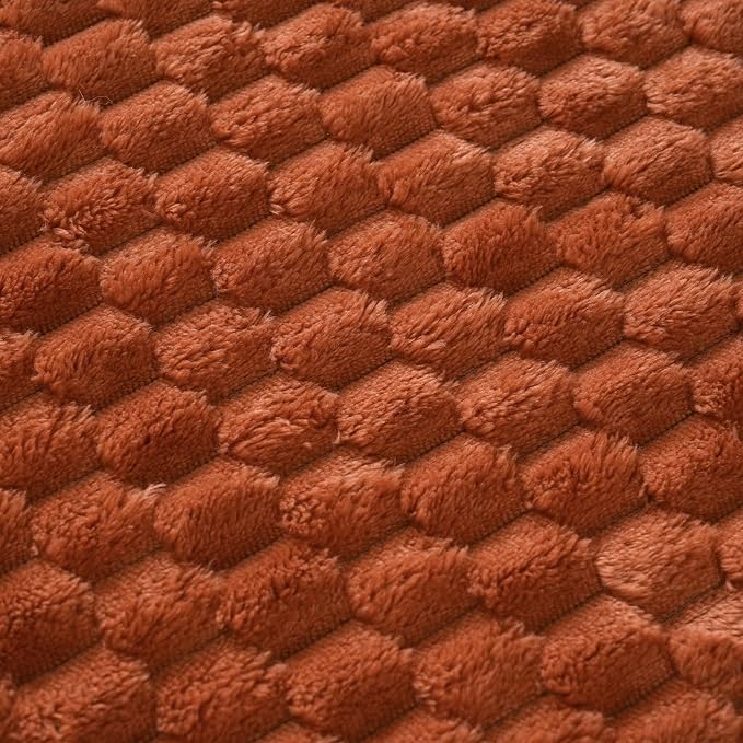 Burnt Orange Throw Blanket 50"×70"Gift for Mom Fuzzy 3D Jacquard Decorative | Flannel Fleece Super Soft Plush Cozy Blanket for Couch Sofa Chair Lightweight