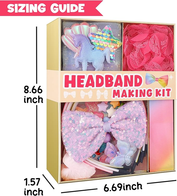 yasest DIY Headband Making Kit for Girls - 89pcs Hair Accessories Set, Girls Fashion Bows Hair Clips Headbands Making Supplies, Arts & Crafts Gift - Ideal Gifts for 5 6 7 8-12 Year Old Girl