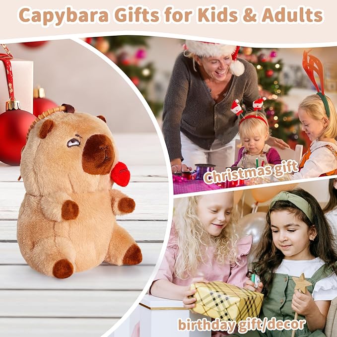SASBSC Cute Capybara Plush Keychain Stuffed Animal Pendant for Back to School Gifts, Backpack Charm, Desk Decor, Birthday Party Favor, Stress Relief Toys for Kids Aduts (Kiss Style)