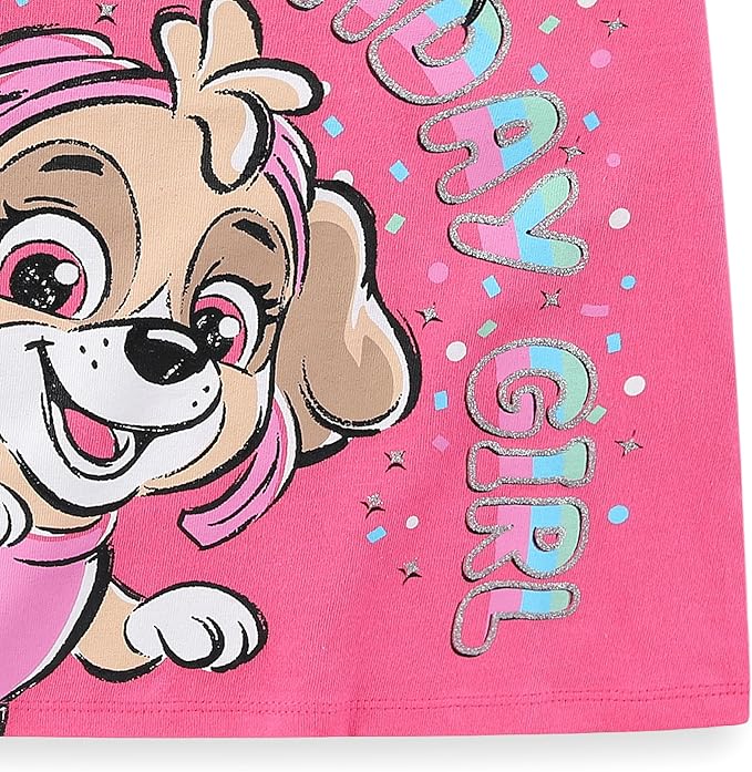 Paw Patrol Nickelodeon Birthday Girls Short Sleeve T-Shirt for Toddlers and Big Kids