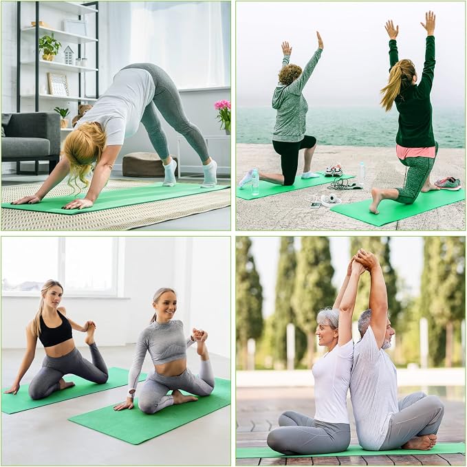 3 mm Thin Yoga Mats Bulk, Lightweight PVC Exercise Mats Non Slip Workout Fitness Pads for Yoga Pilates Stretching Classes Gym Home Studio, Easy to Clean