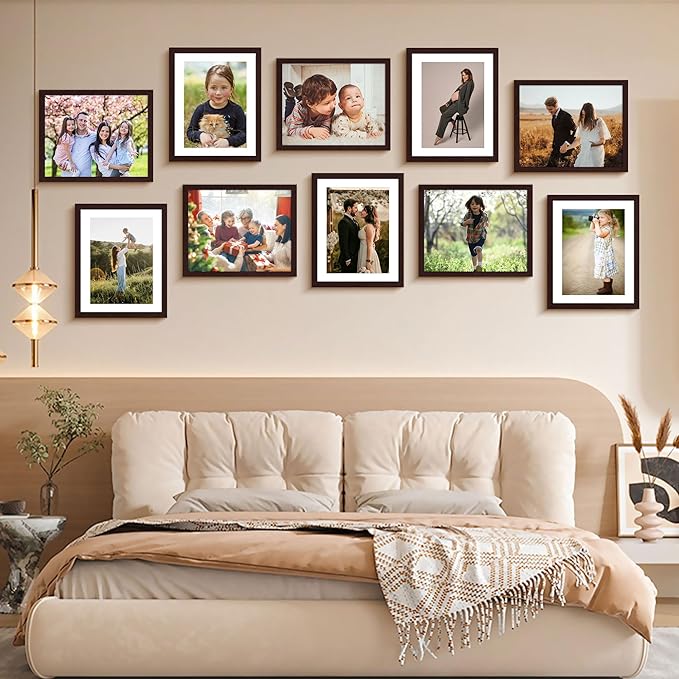 Brown 8x10 Picture Frame Set of 2, Collage for Tabletop or Wall Display