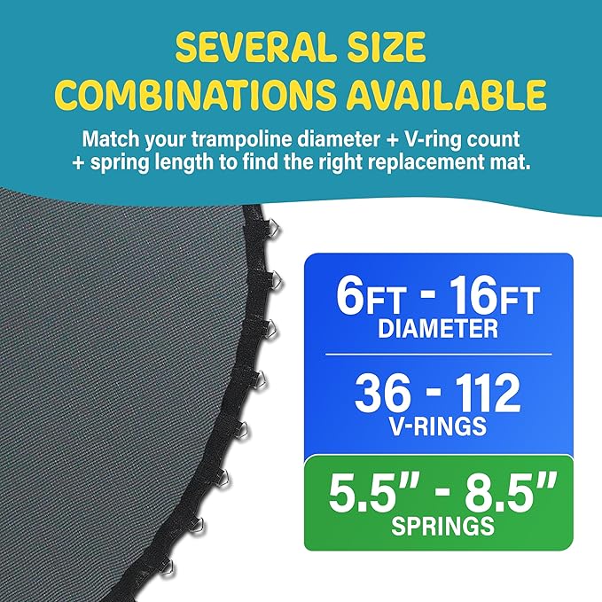 Machrus Upper Bounce Trampoline Replacement Mat, Ultra Durable PP with High Elasticity, Water Resistant