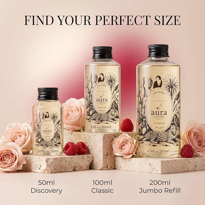 A U R A - Maddalena Fragrance Oil for Waterless Scent Diffuser - Inspired by J. Malone Tudor Rose | 3.4 fl oz / 100 ml Essential Oil Blend for Aromatherapy & Hotel Collection Diffuser