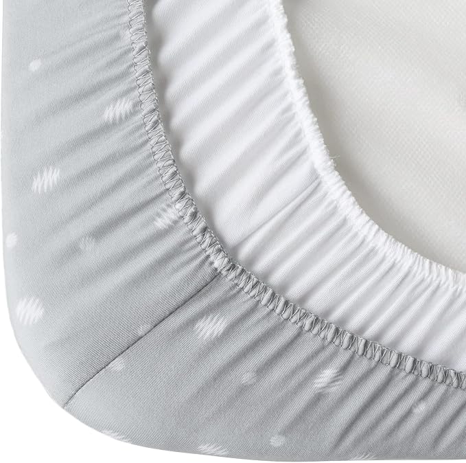 Bassinet Sheets 2 Pack, Compatible with 4moms Breeze Plus Bassinet (not playard), Fit for 23" x 28" Bassinet Mattress Pad, Ultra Soft & Super Stretchy, Baby Boy/Girl, White & Grey Ball