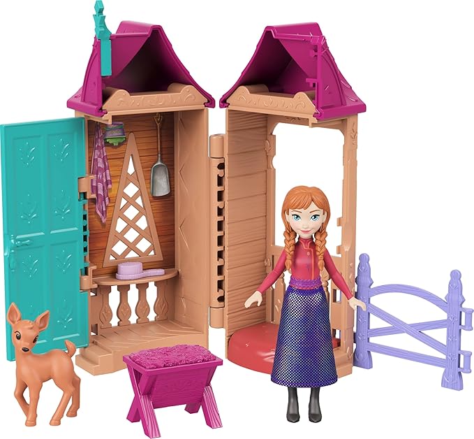 Mattel Disney Frozen Anna or Elsa Playset with 5 Surprises Including Small Doll, Tower & 3-4 Arendelle Village Accessories (Characters May Vary)