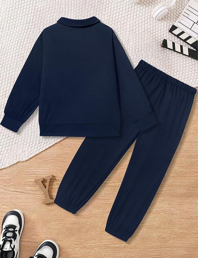 MIGU Boys Clothes for Boys Outfits Set Half-Zip Pullover Sweatshirt and Sweatpant 2pcs Boys Tracksuit