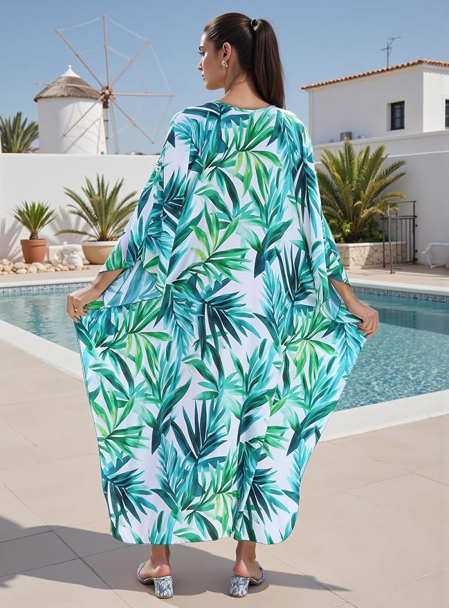 Mumu Dresses for Women Plus Size, Bohemian Kaftan Beach Cover Up Long Maxi Nightgown Soft Loungewear