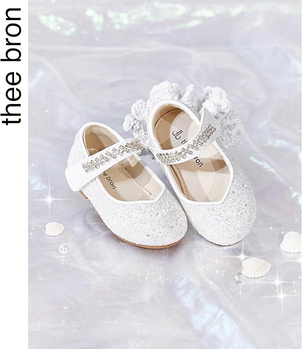 THEE BRON Mary Jane Ballet Flats - Girls' Dress Shoes with Hook & Loop Closure