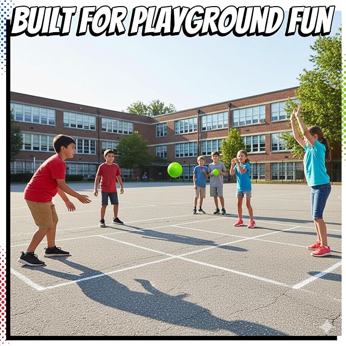 Playbolt 7-inch Dodgeballs For Kids & Adults (6 Pack) - Rubber Kickball Playground Four Square Balls With Pump - Colorful Indoor Or Outdoor Play Sports Balls For School PE Class, Recess, Backyard Game