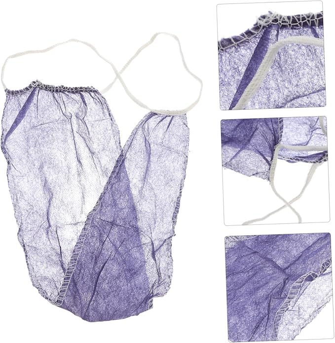 Didiseaon 100pcs Women Disposable T Back Panties Non Woven Thong Sauna Briefs Breathable Elastic Waistband Comfortable Spray Tanning Underwear for Spa and Beauty Use Random Color Blue