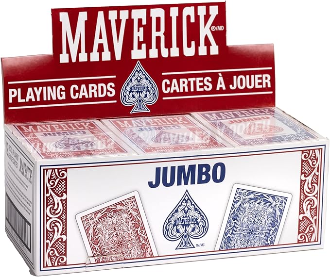 Maverick Jumbo Playing Cards 48 Pack, Large Print, Blue Deck, Bulk Playing Cards for Poker, Card Games, and Group Play