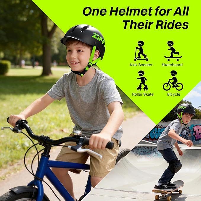 ZIFFY Kids/Toddler Bike Helmet, Adjustable, Lightweight, Safety Certified Scooter Helmet for Boys & Girls with Washable Inner Lining, 2 Sizes, 4 Colors – Fits Toddlers to Youth by Jova