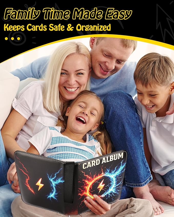 Trading Card Binder, 9-Pocket, Holds 1080 Cards, 120 Pages Side-Loading Card Album, PU Leather, Acid-Free Archival Sleeves, Durable Organizer for MTG, TCG & Sports Cards, Gift for Kids, Boys and Girls