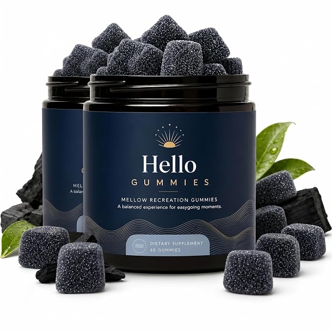 Hello Gummies – Mellow Recreation Gummies – Premium Relaxation Style Gummy Supplement, Daily Mood & Calm Support (blueberry,watermelon,tangerine) (blueberries, 2PCS)