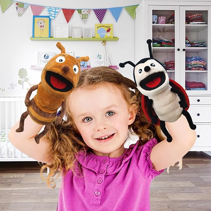 Hand Puppet Realistic Plush Puppet 13",Insect Animal Puppets for Kids Insect Stuffed Animal Hand Puppet with Moveable Mouth,Soft Stuffed Ants Puppet Story Toy Puppets Role Play Show Game