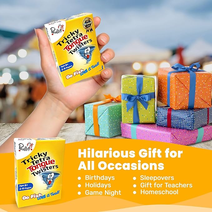 Really?! Tricky Tetra Tongue Twisters - Go Fish with A Twist, Hilarious Family Party Speech & Memory Card Game, Ages 8+