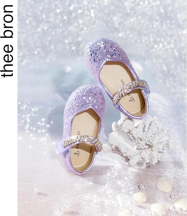 THEE BRON Mary Jane Ballet Flats - Girls' Dress Shoes with Hook & Loop Closure