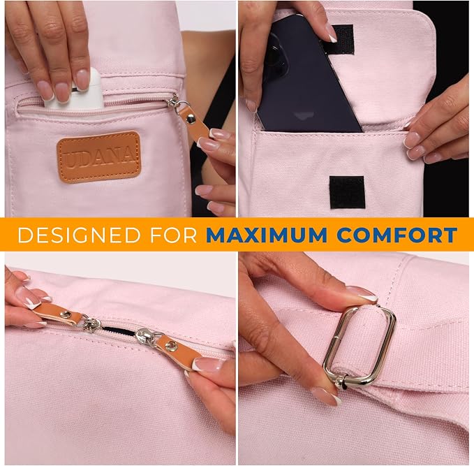 UDANA Canvas Yoga Mat Bag for Women & Men, Full-Zip Carrier with 3 Pockets & Adjustable Strap, Stylish Gym & Pilates Bag โ Available in Multiple Sizes