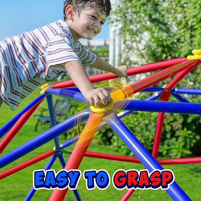 Zupapa 10FT Climbing Dome with Hammock, Outdoor Jungle Gym for Kids, Geometric Dome Climber Supporting 1200LBS Outdoor Play Equipment, Purple&Red