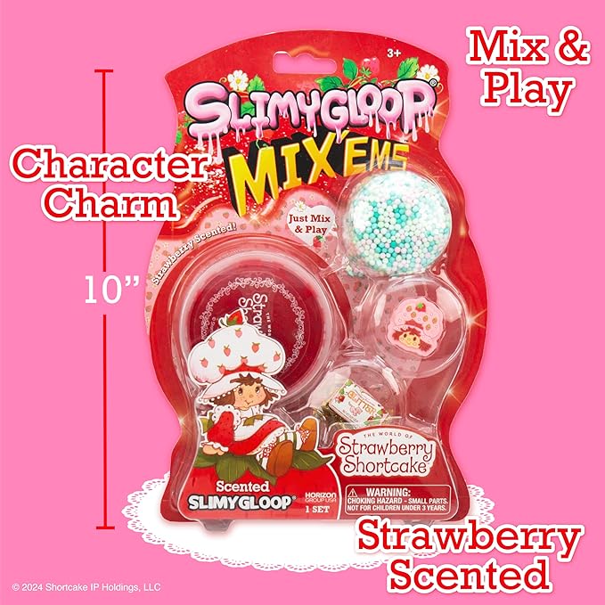 Strawberry Shortcake SLIMYGLOOP Mix'ems, Glitter Slime for Kids, Strawberry Shortcake Toy Accessories, Cute Things for Girls, Party Favors for Kids 8-12