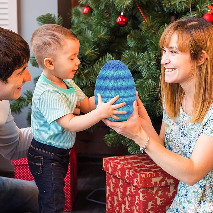 Large Dragon Eggs with Dragon Inside, 3D Printed Surprise Funny Gifts for Kids, Articulated Dragon Fidget Toys for Adults, Executive Desk Toys Office Room Dรฉcor (Sky Blue Ombre)