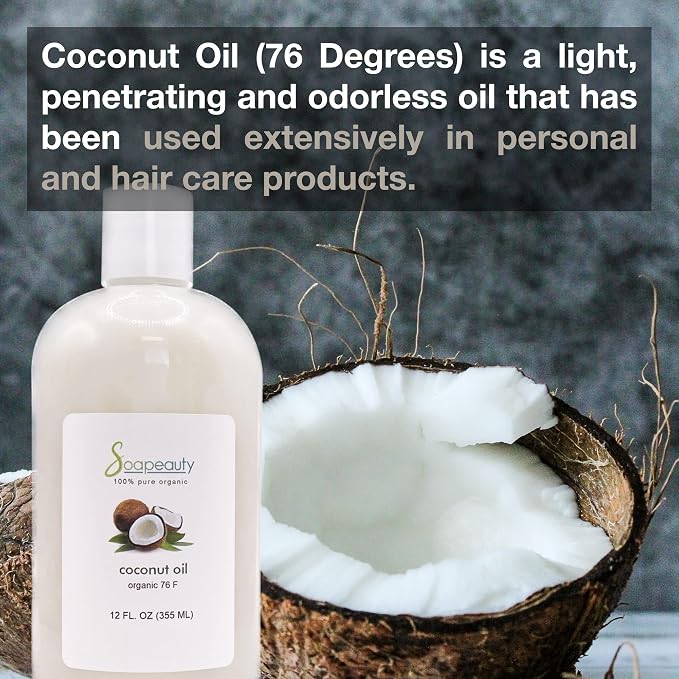 Soapeauty Coconut Oil 76 Degree Cold Pressed | Natural Carrier Oil for Candle Making & Soap Making, Face, Skin Care, Hair Care | 8 Oz