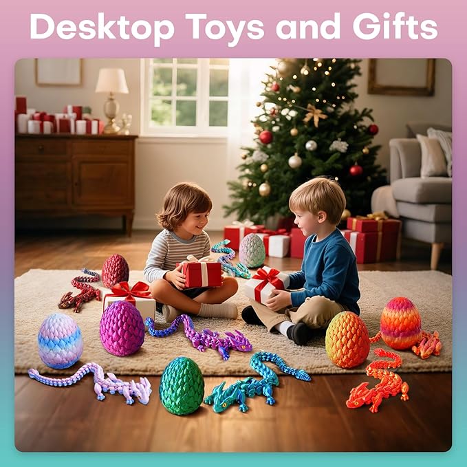 FYEFKJSA 3D Printed Dragon Eggs with Dragon Inside - 12Inch,Articulated Fidget 3D Printed Animals, Interesting Decorative Gift, Easter Basket Essentials Stuffers (Random Mist Forest)