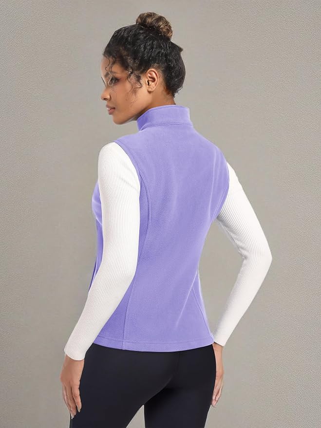 MAGCOMSEN Women's Fleece Vest Outerwear Sleeveless Lightweight Zip Jackets Warm Soft Vests with Zipper Pockets