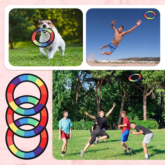 16 Pcs Foldable Flying Disc Ring with Bags 8.7'' Handheld Folding Fly Cooling Fans Fun Game for Adults Outdoor Pool Beach Backyard Activity Summer Birthday Party