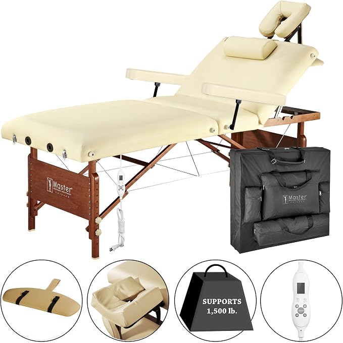 Master Massage 30" DEL RAYโข SALON Portable Massage Table Package with Therma-Topยฎ - Adjustable Heating System! (Sand Color)