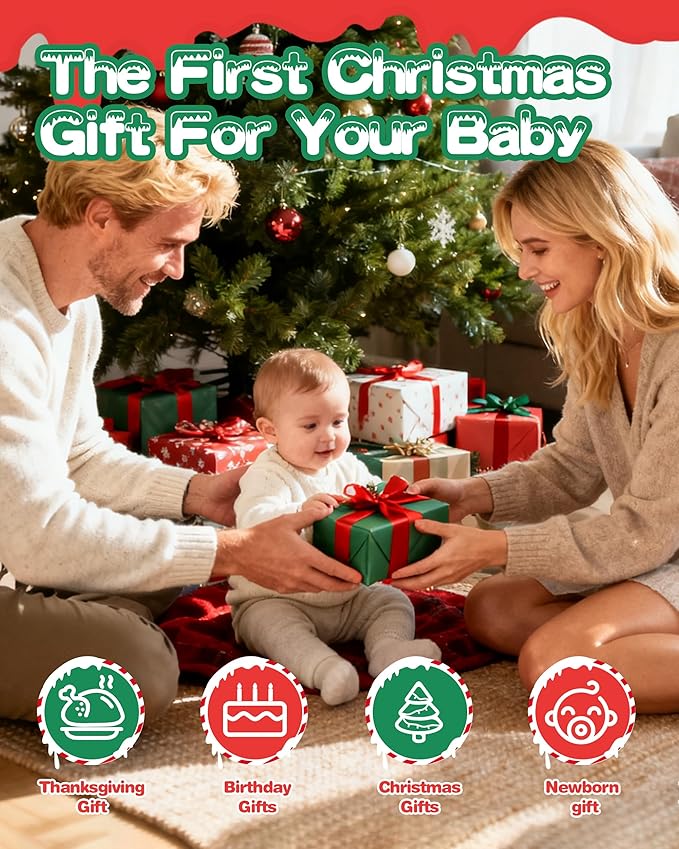 Jollybaby My Baby First Christmas Book Toys for Toddler 6-12-18-36 Months, Car Seat Stroller Crib Hanging Toy, Christmas Stocking/Socks Stuffers Gifts for Tummy Time Infants/Newborns Boy and Girl