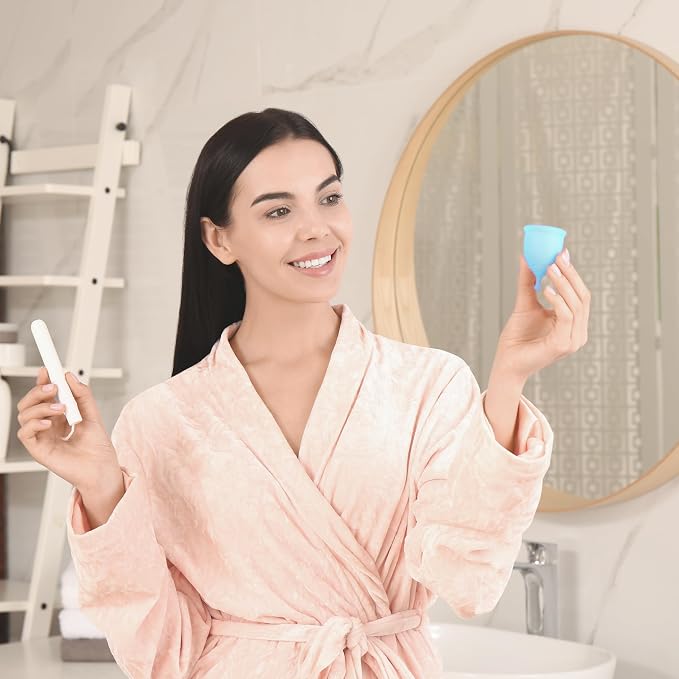 EcoBlossom Reusable Menstrual Cup Set - The Most Reliable Medical Grade Silicone Period Cups - Comfortably use for 12 Hours (2 Large Cups)
