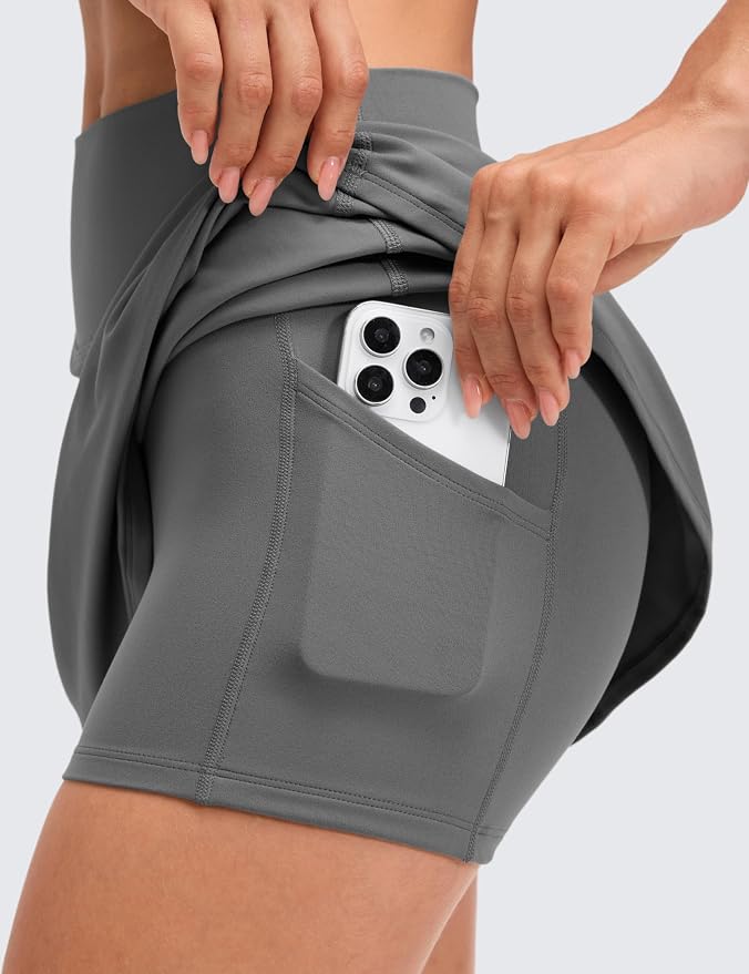 CRZ YOGA Butterluxe High Waisted Tennis Skirts | Built-in Shorts with Pockets, Extremely Soft, Casual, A Line, Stretchy, Mini, Skort for Women