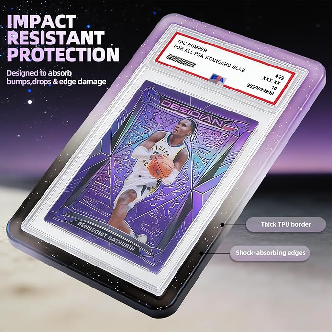 NAKIS Slab Guard for PSA Graded Cards, 1 Pack TPU Slab Protector Graded Bumper Guard for PSA Graded Card Only, Gradient Color Glitter Limited Edition, COLOR9