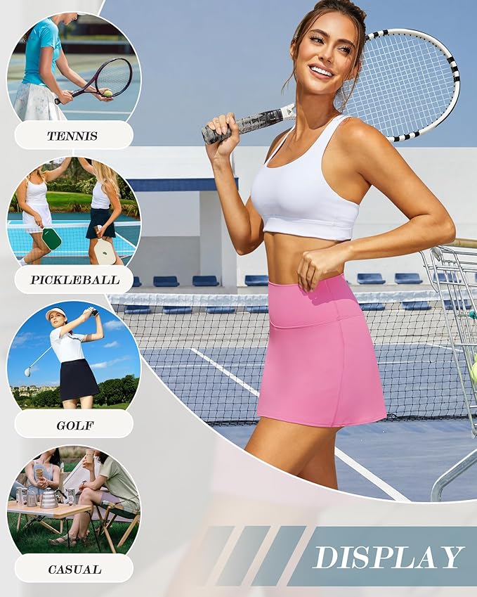 Womens Skort Tennis Skirt with Pocket Shorts | Mini Golf Skirts, High Waisted, Built-in Shorts, Soft Comfortable Fabric, for Summer Casual, Athletic Workout, Pickleball