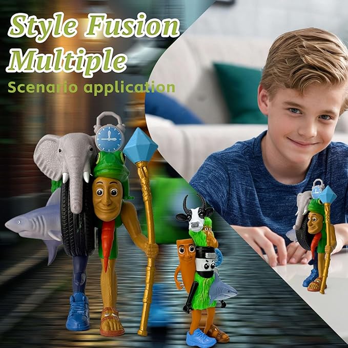 8Pcs Italian Brainrot Action Figures,Tralalero Travala Toy Set Tralalero Travala,Tung Tung Tung Sahur, Brr Brr Patapim - Brainrot fidget Toys,Decorations Gifts for Office Room Figurine Decor (1PCS-A)