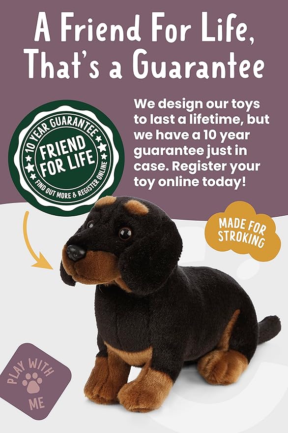 Living Nature Dachshund, Realistic Soft Cuddly Dog Toy, Naturli Eco-Friendly Plush, 8 Inches