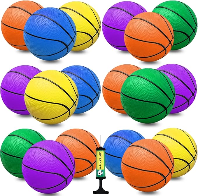Oleitodh 15Pcs 6" Mini Basketball Balls Bulk Small Basketball Set, PVC Small Basketballs for Over The Door Hoop Games Party Favors Indoor Outdoor Play Adults Kids Pool Beach Colorful