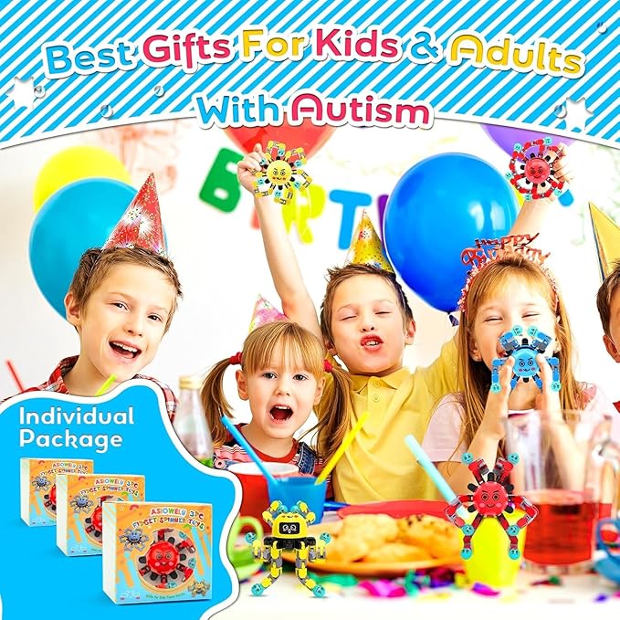 Transformable Fidget Spinner Toys for Kids and Adults,4 PCS Finger Sensory Toy for Teens with Autism ADHD Anxiety Relief,Birthdays Gifts Party Favors for Boys Girl Travel Stocking Stuffers