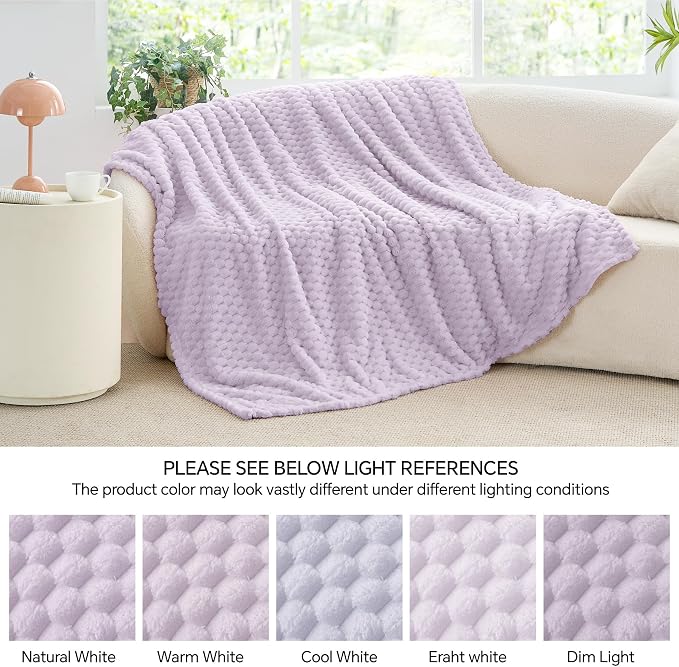 BEDELITE Lavender Twin Blanket for Couch, Soft Cozy Gifts for Women, 60*80 | 3D Jacquard Decorative Fleece Blanket, Super Soft Plush Throws, Cute Birthday Gift for Women & Men, Suitable for All Seasons